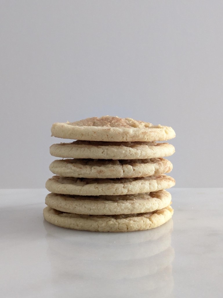 Stack of fresh-baked snickerdoodle cookies